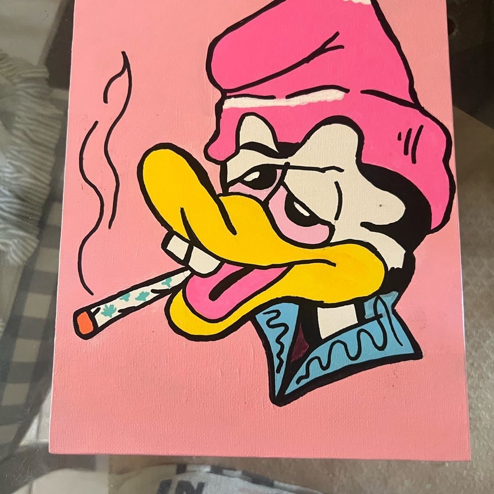 Vibrant  duck Pink Cartoon Art